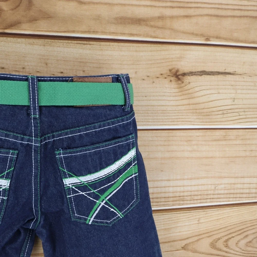 Culture Revolution Jean Shorts Boys 12 Blue Dark Wash 100% Cotton Belted Pockets